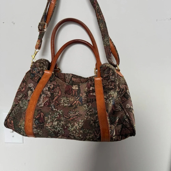 Goblins art vintage Tapestry with Brown Leather Accents duffle renaissance fairy - Picture 6 of 8